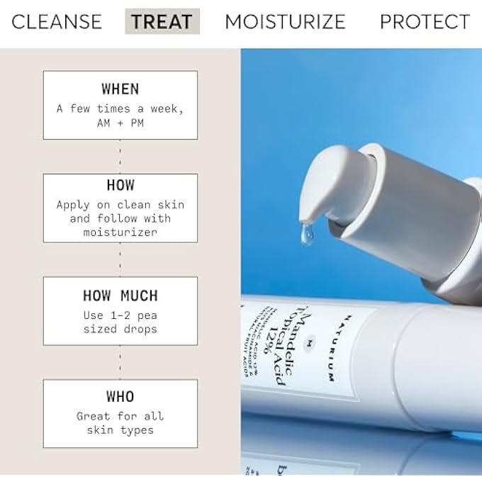 NATURIUM MANDELIC TOPICAL ACID 12%, PLUS NIACINAMIDE & NATURAL FRUIT ACIDS, ANTI-AGING SKIN CARE, 1 OZ - Image 2